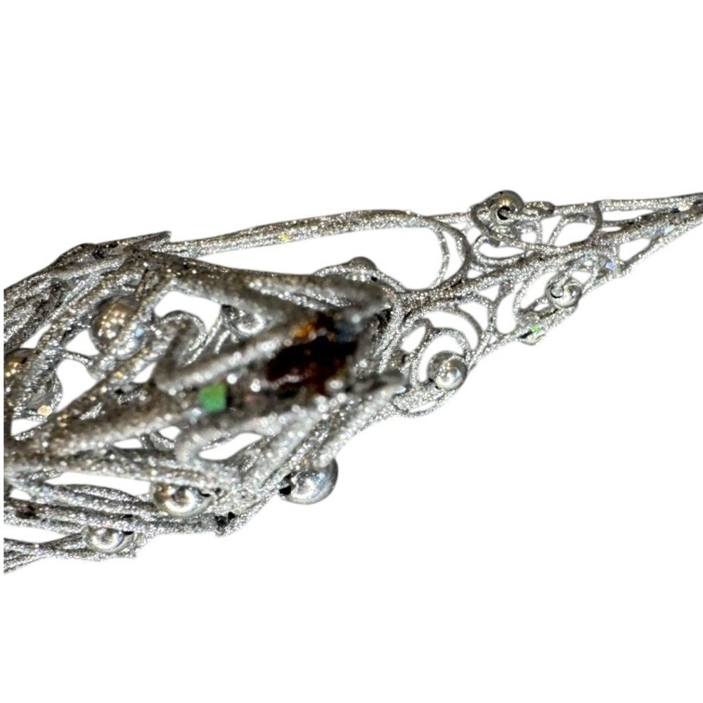 Silver Glitter Filigree Star Christmas Tree Topper Wire Scrollwork Holiday Decor - Picture 5 of 7